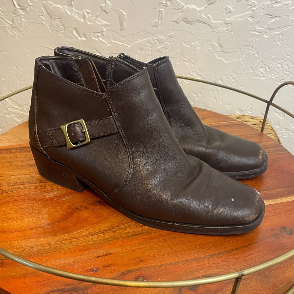Covington 'Vince' Brown Leather Zip Up Ankle Booties